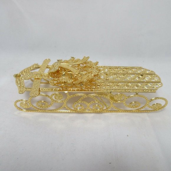 2007 Christmas Sled Danbury Mint Christmas Ornament Gold Plated Collection - Picture 5 of 6